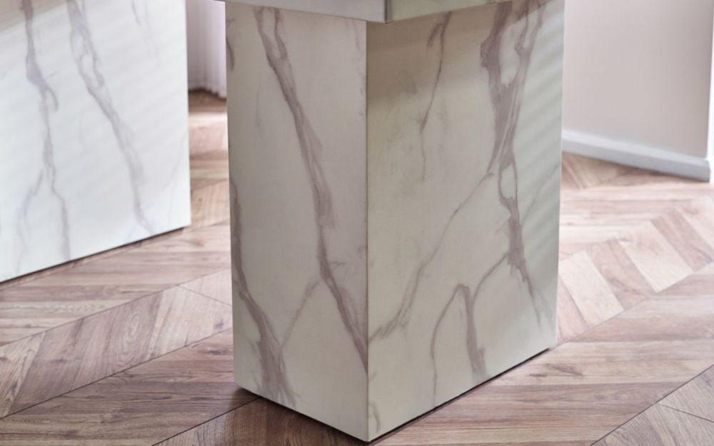 Ryker Marble Dining Table White Leg Detail
