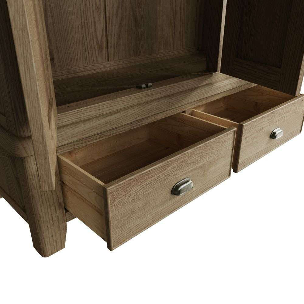 Sadie 3 Door Wardrobe Smoked Oak Drawer Open Detail