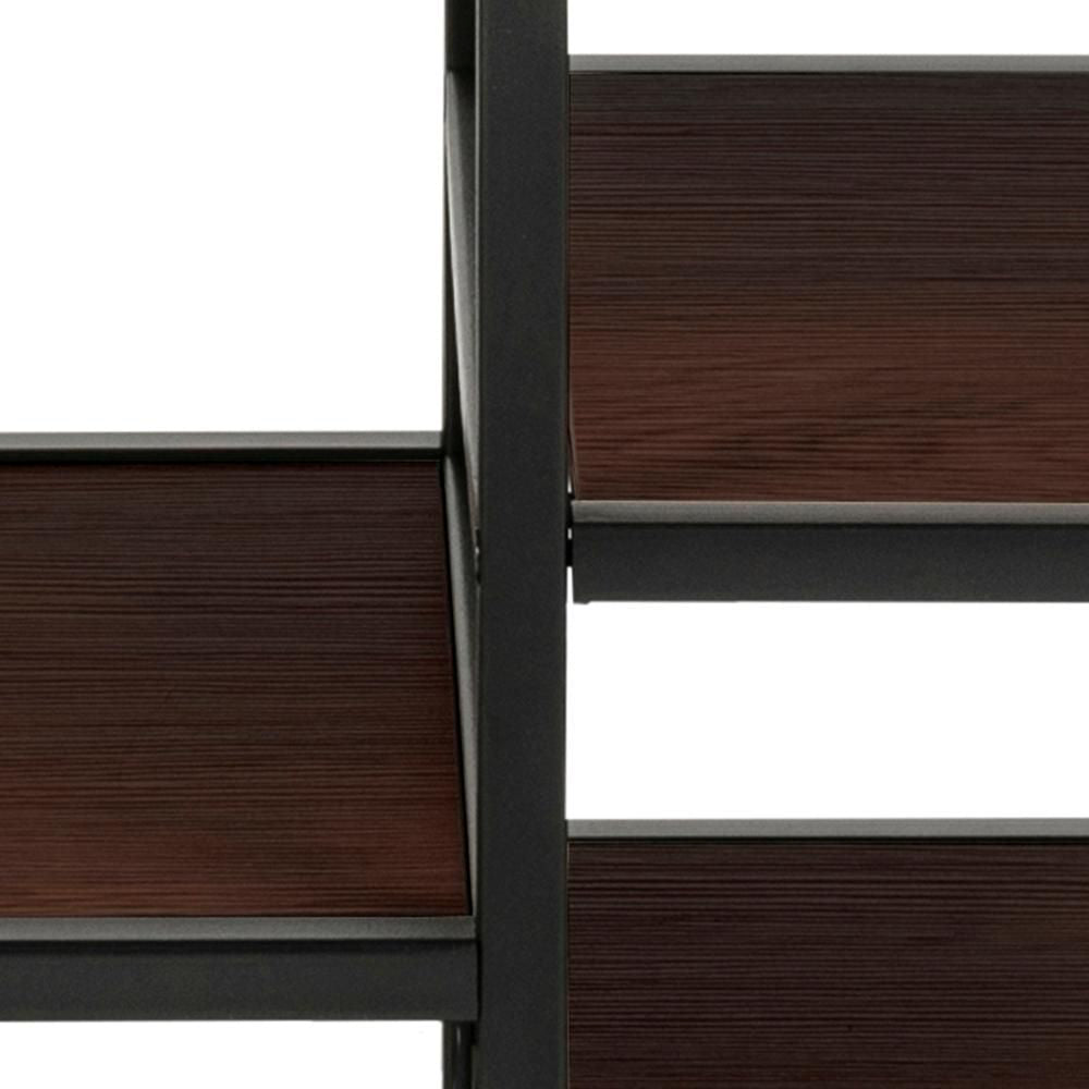 Seattle Media Unit Walnut and Black Shelves Detail 2