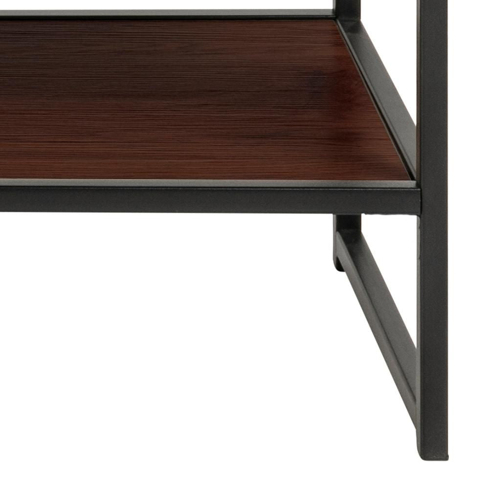 Seattle Media Unit Walnut and Black Shelves Detail