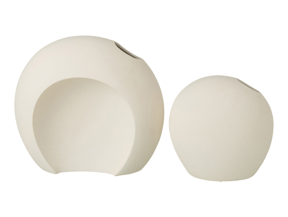 Set of 2 White Circle Decorative Vases 3