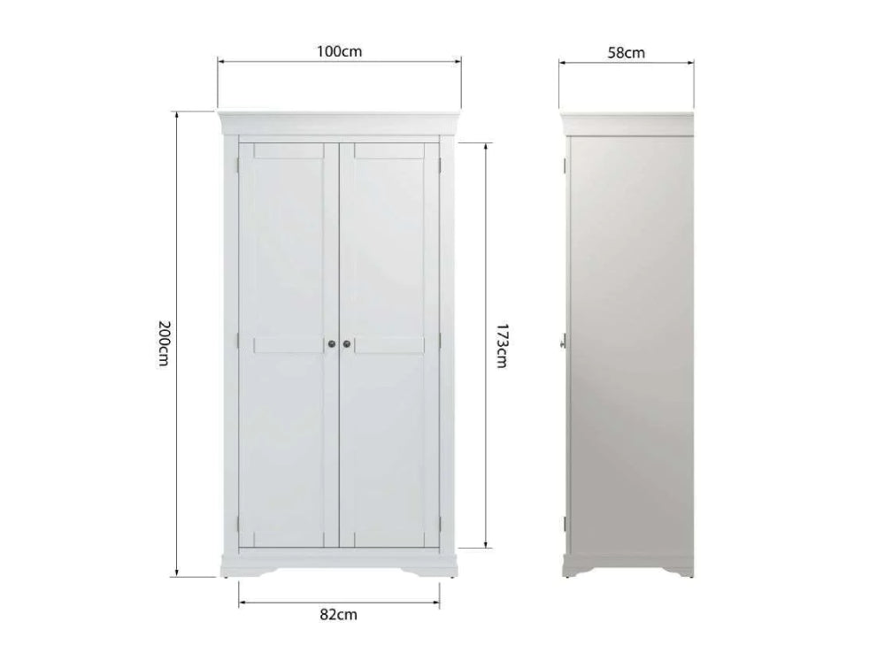 Shelby Full Hanging Wardrobe White Dimensions