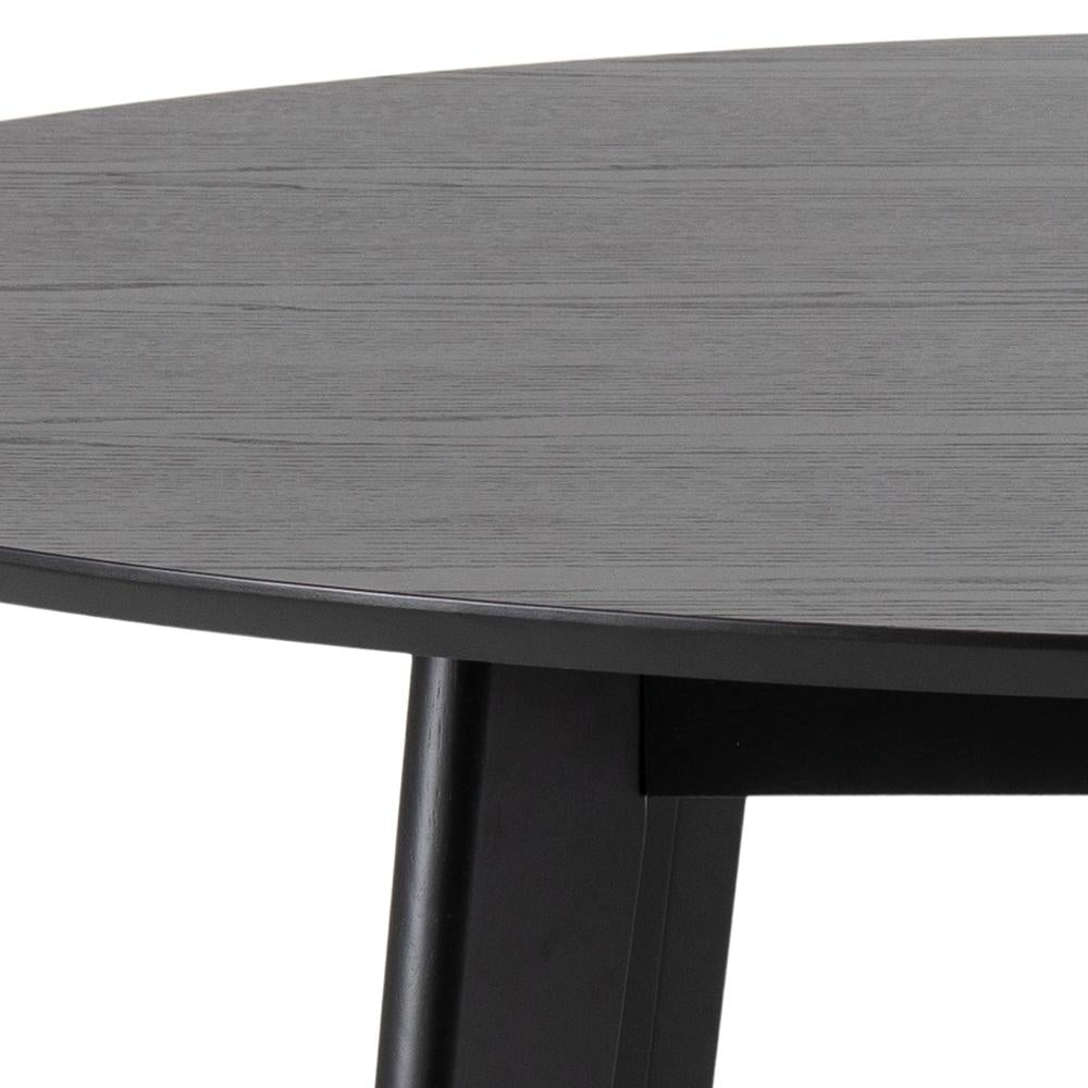 Sierra Round Dining Table in Veneered Matt Black Top and Rubberwood Matt Black Legs Edge Detail 2