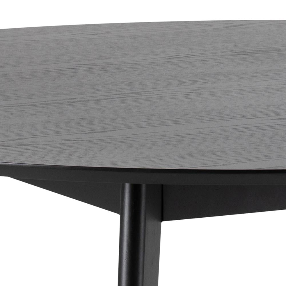 Sierra Round Dining Table in Veneered Matt Black Top and Rubberwood Matt Black Legs Edge Detail