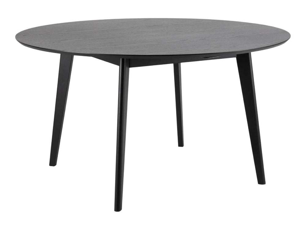 Sierra Round Dining Table in Veneered Matt Black Top and Rubberwood Matt Black Legs