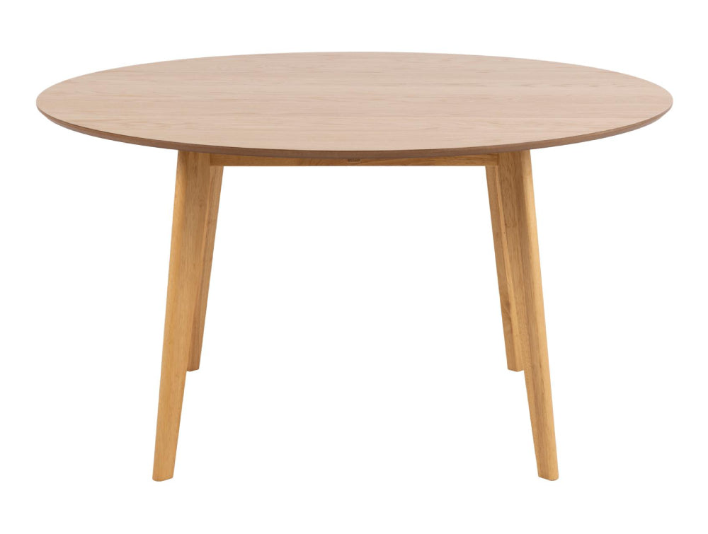 Sierra Round Dining Table in Veneered Oak Top and Rubberwood Matt Oak Legs 2