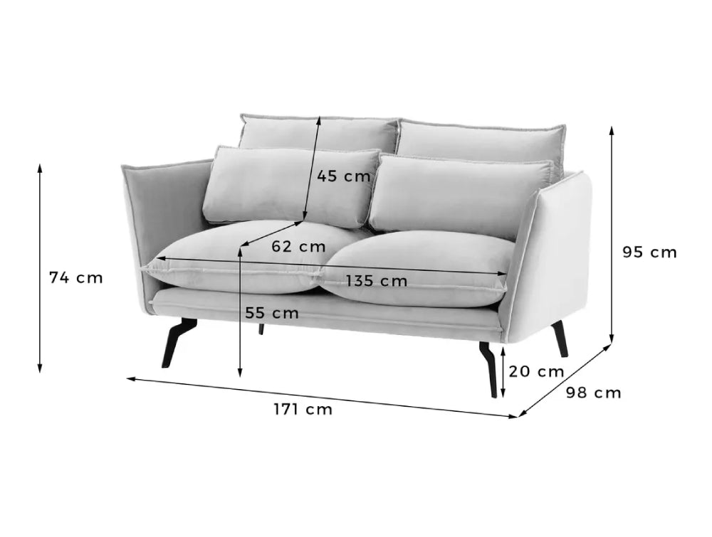 Silas 2 Seater Sofa Dimensions