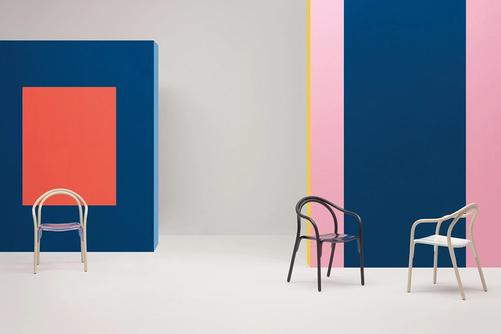 Soul Dining Chair with Armrests in Black Finish Studio Setting