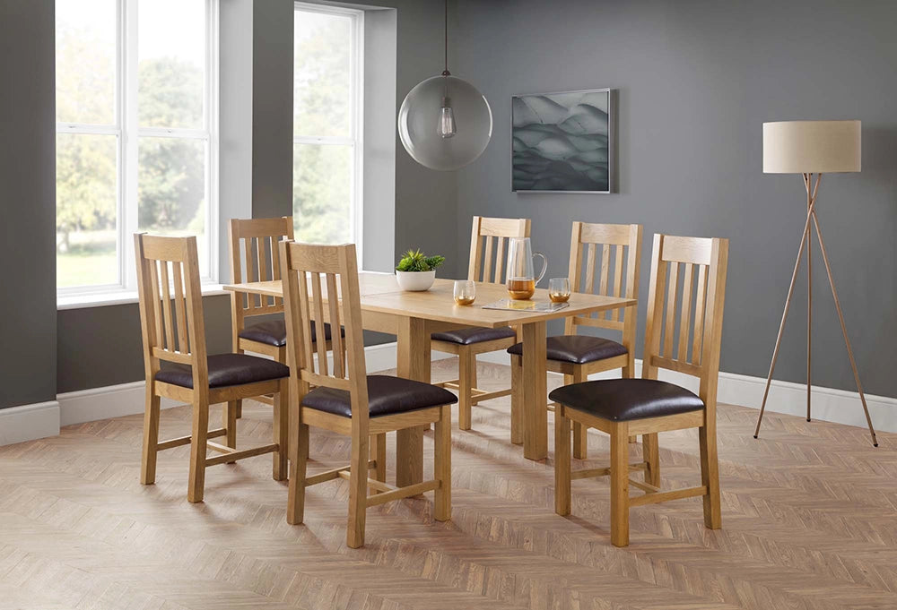 Tori Extending Dining Table in Wooden Finish with Padded Wooden Chair in Breakout Setting 4