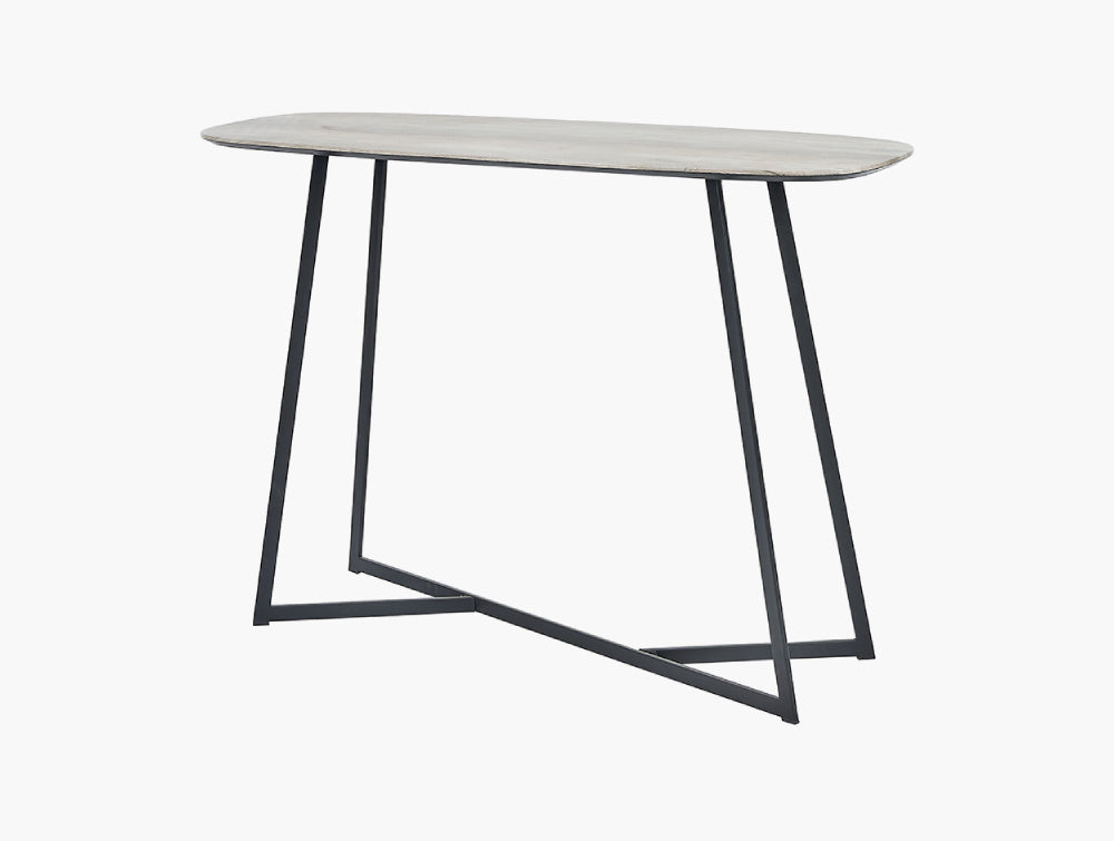 Utah Grey Oak Veneer and Black Metal Hall Table 3