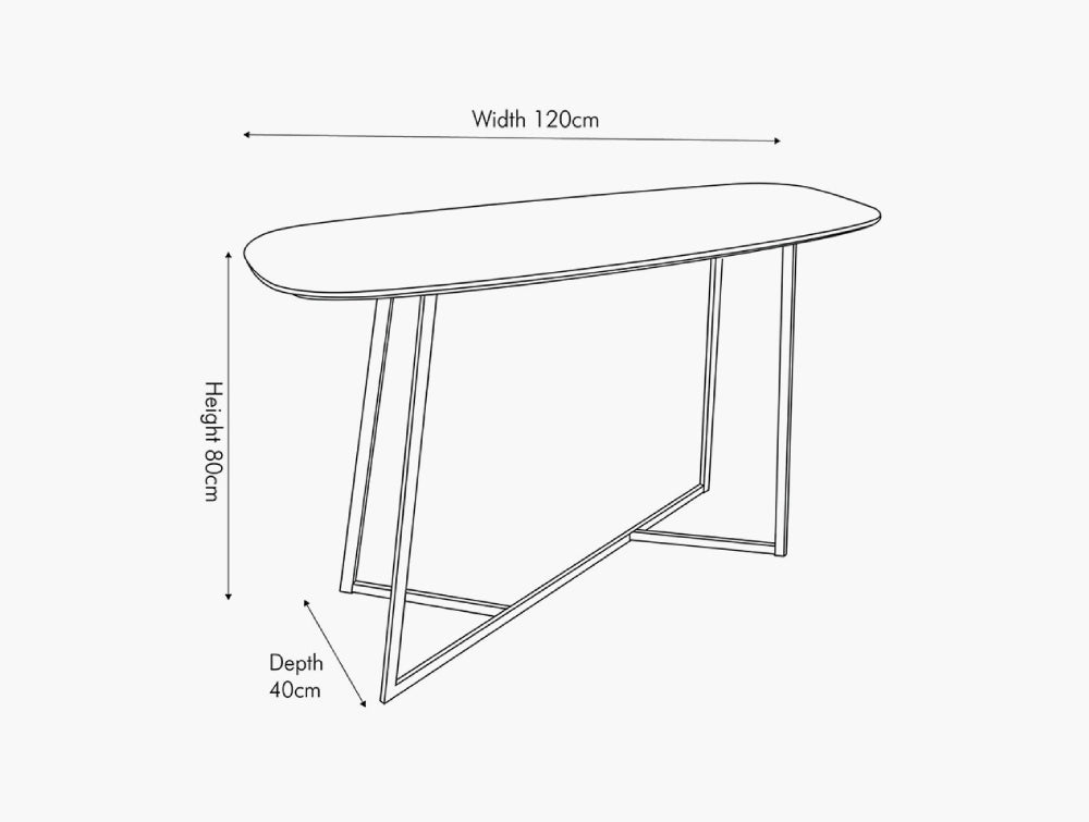 Utah Grey Oak Veneer and Black Metal Hall Table Dimensions