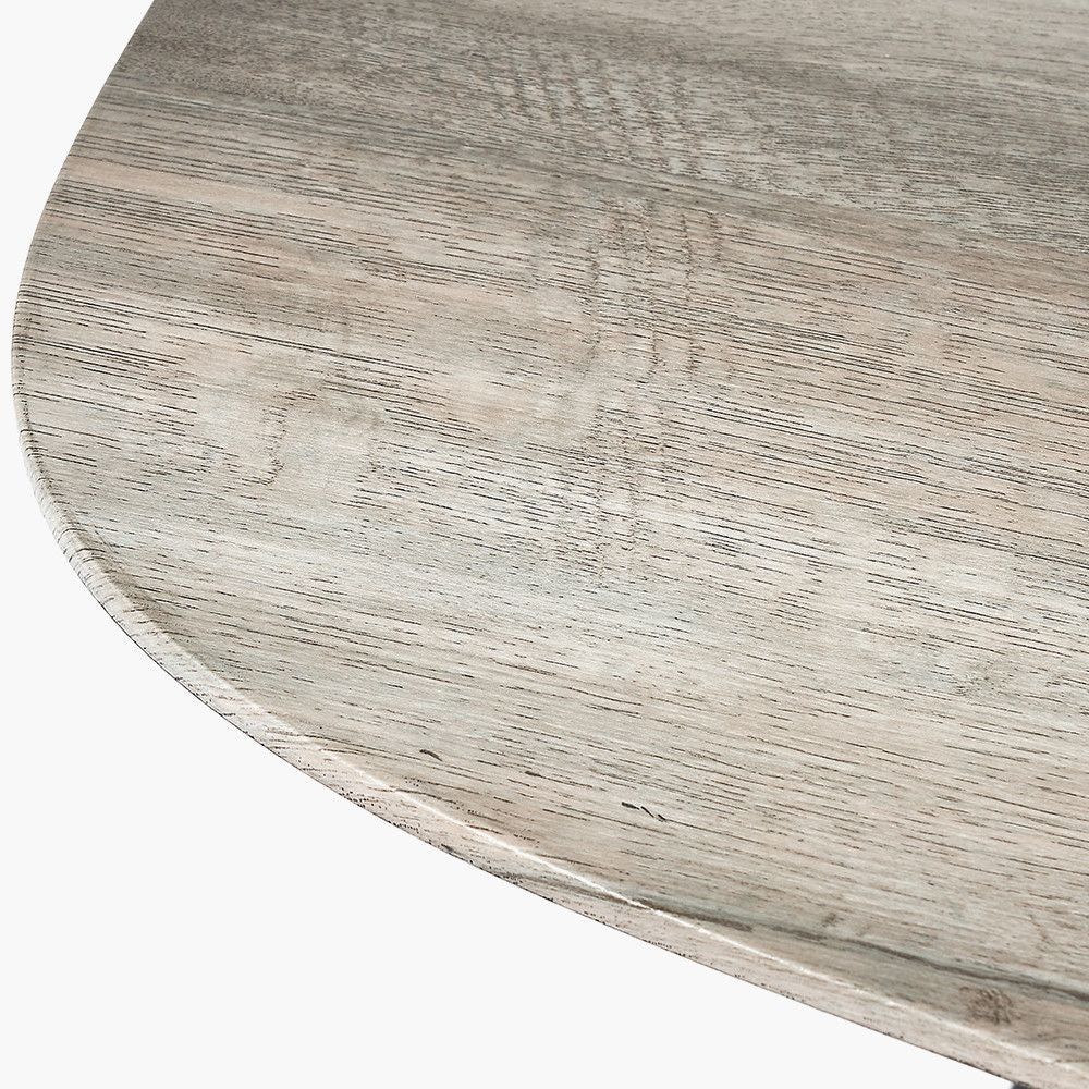 Utah Grey Oak Veneer and Black Metal Hall Table Top Corner Detail