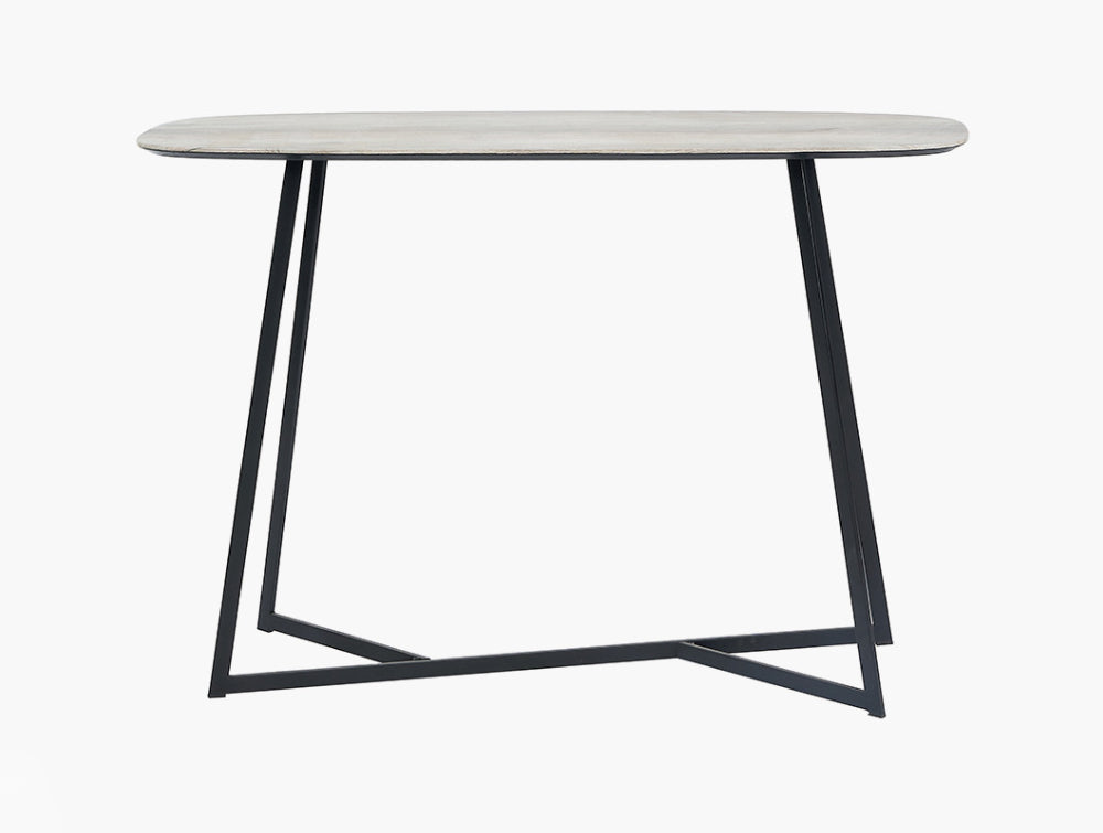 Utah Grey Oak Veneer and Black Metal Hall Table