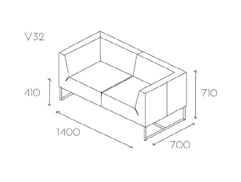 Verso Upholstered 2 Seater Sofa Dimensions
