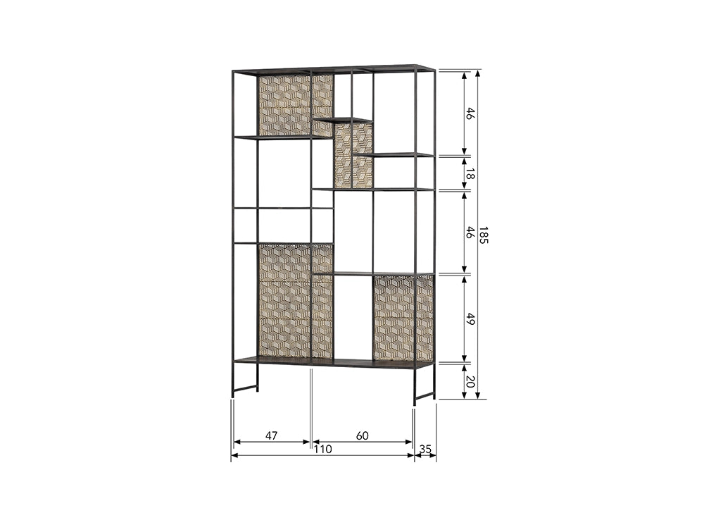 Viktor Display Cabinet - Black/Antique Brass Dimensions