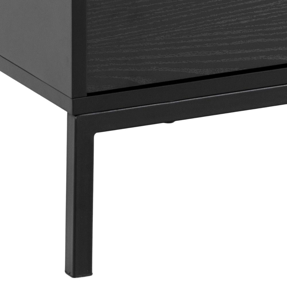 Walt Media TV Unit with 2 Door Drawer Rough Melamine Black Leg Corner Detail