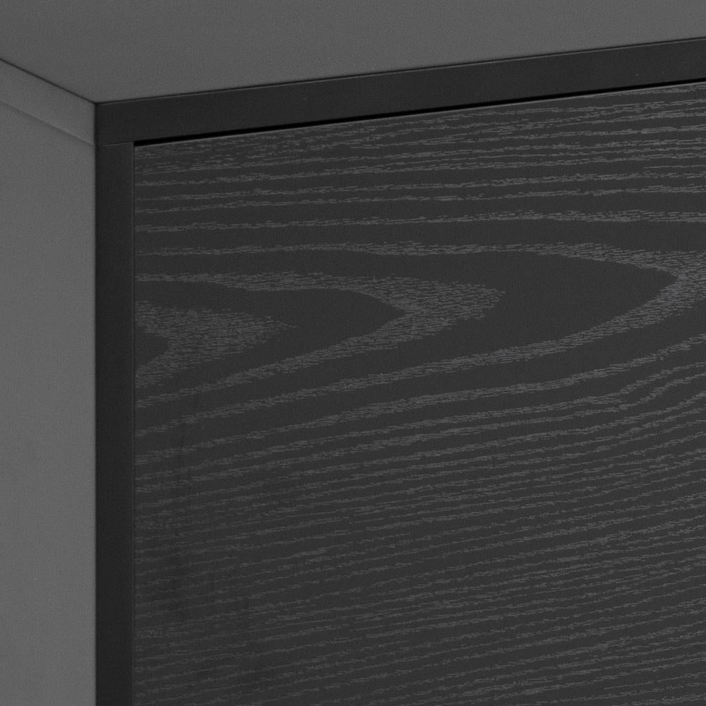 Walt Media TV Unit with 2 Door Drawer Rough Melamine Black Top Corner Detail