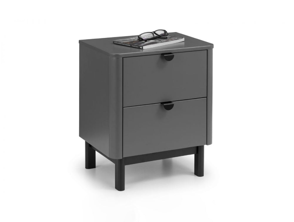 Zoe 2 Drawer Bedside Table Grey 3