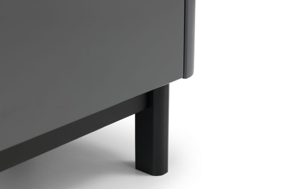 Zoe 2 Drawer Bedside Table Grey Leg Detail