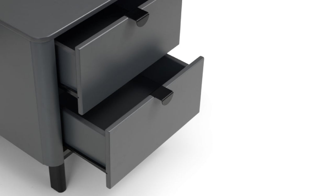 Zoe 2 Drawer Bedside Table Grey Open Drawer Detail