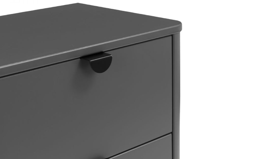 Zoe 2 Drawer Bedside Table Grey Top Corner Detail