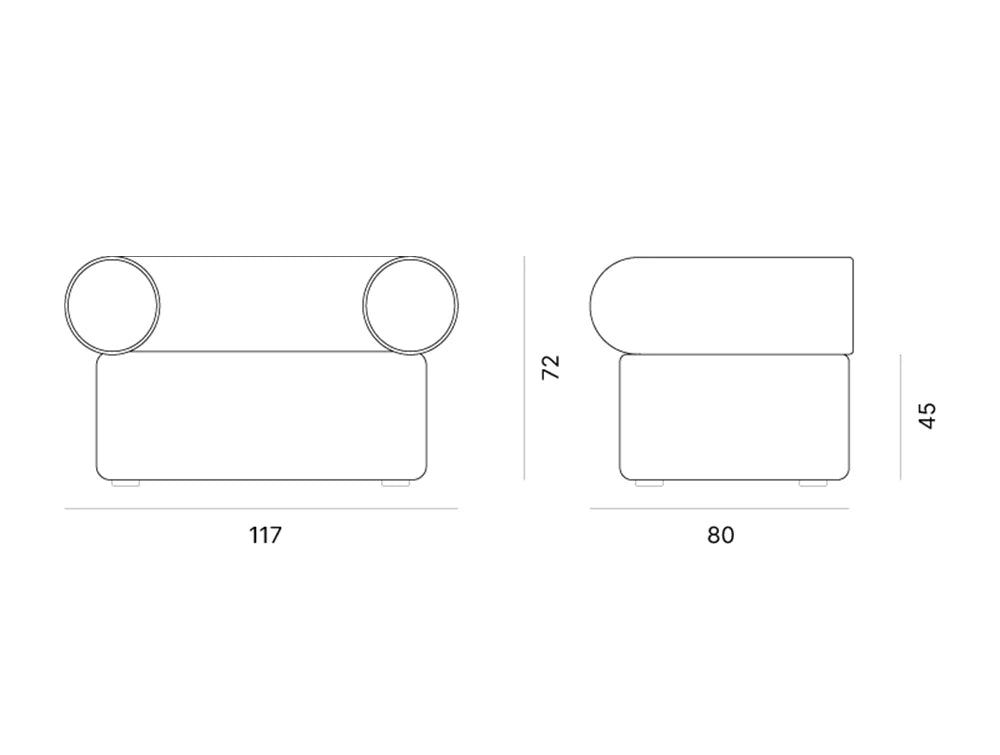 Abbey Round Soft Armchair Dimensions