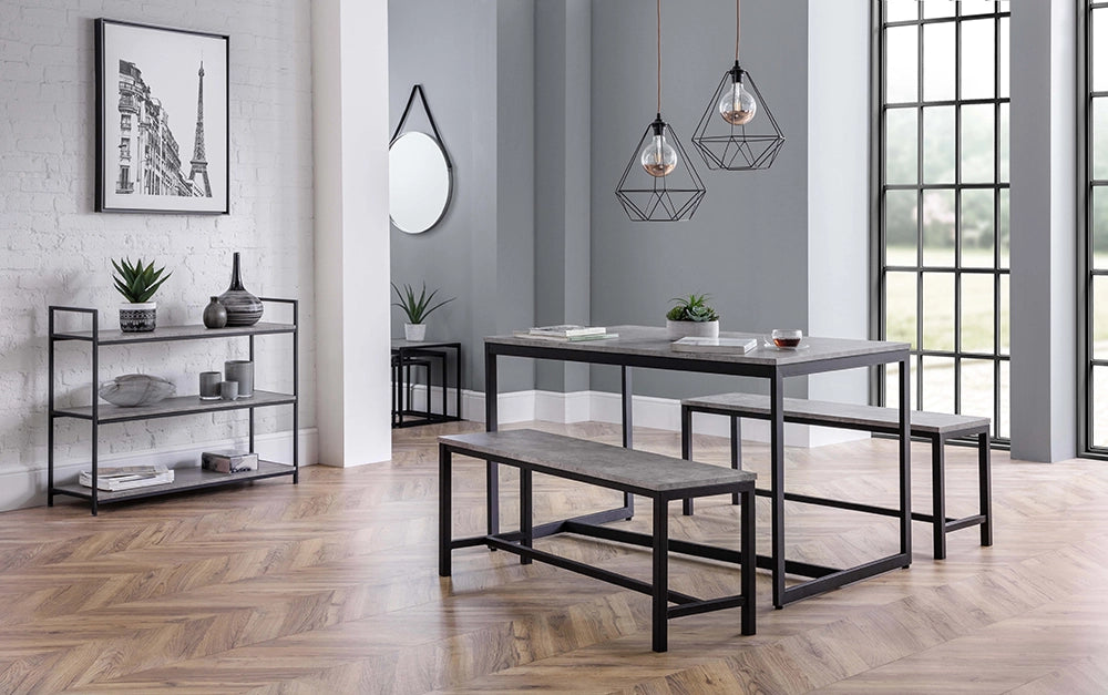 Adele Concrete Dining Table - Concrete & Black