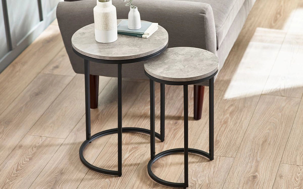 Adele Concrete Dining Table - Concrete & Black