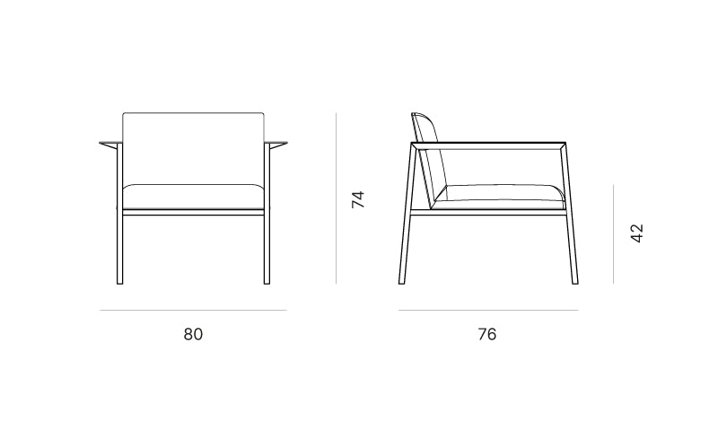 Ado Chair with Wooden Armrests Dimensions