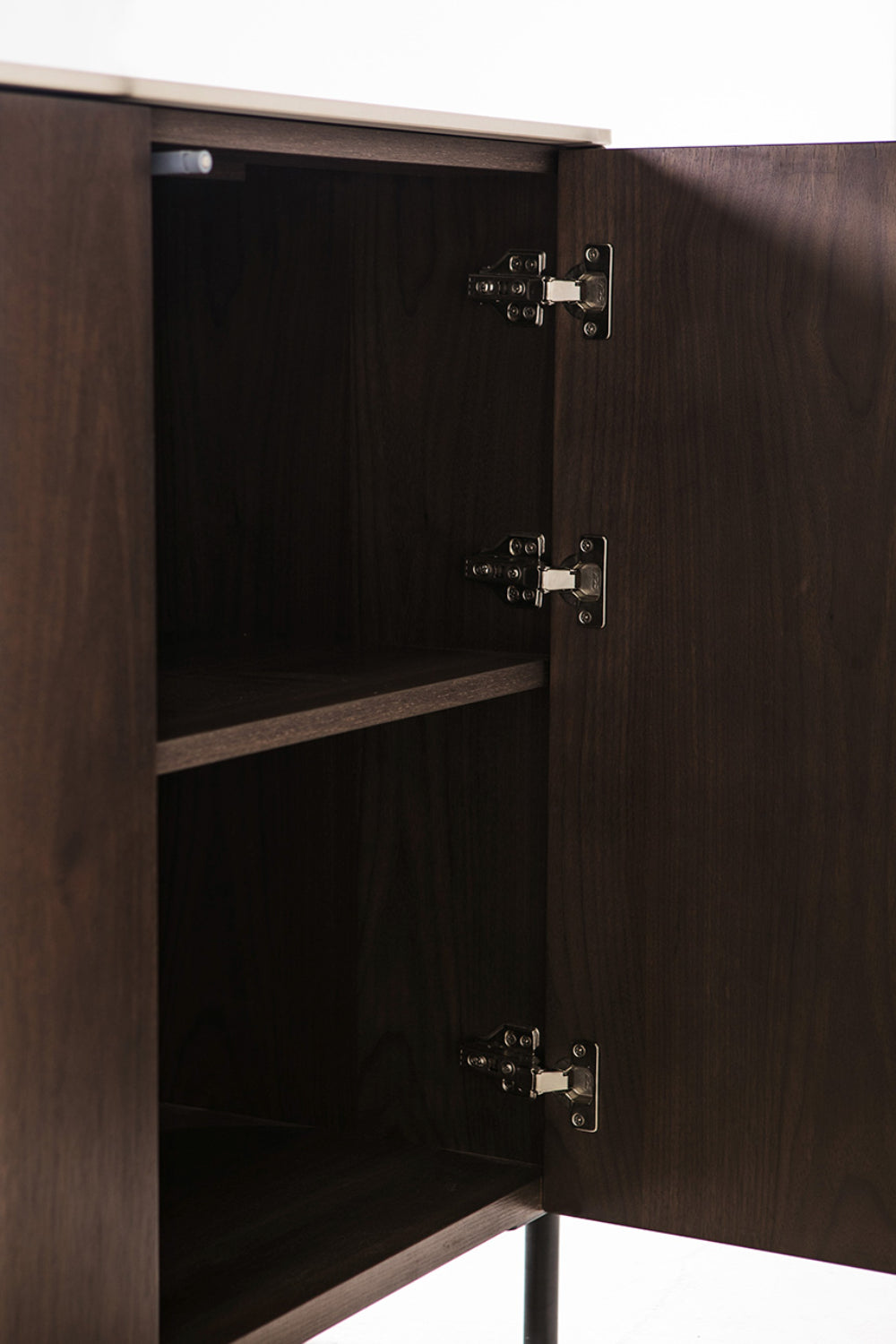 Alina 3 Door Sideboard Brown Shelves Detail