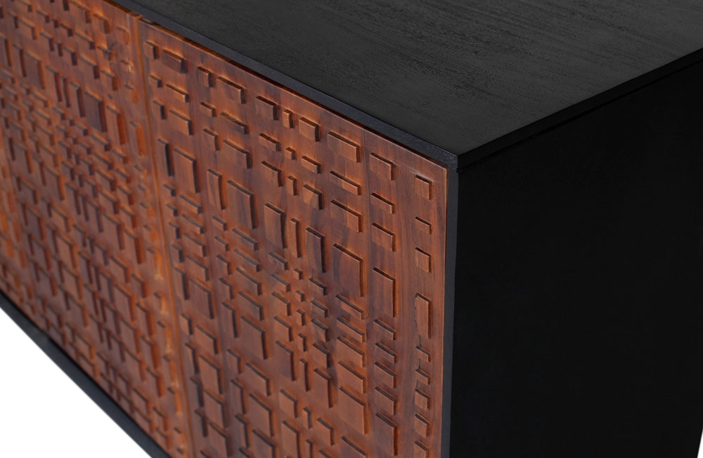 Allen Sideboard - Walnut/Black Top Corner Detail