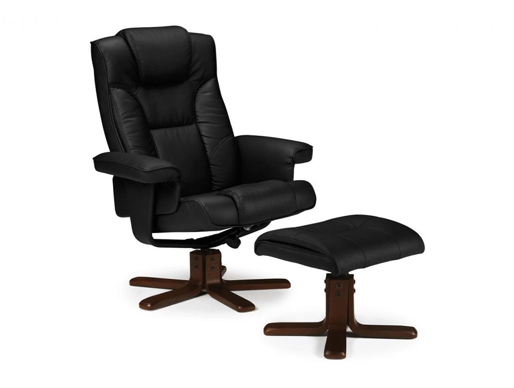 Ally Swivel Massage Recliner with Footstool Black
