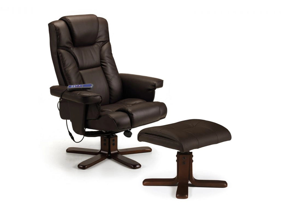 Ally Swivel Massage Recliner with Footstool Brown