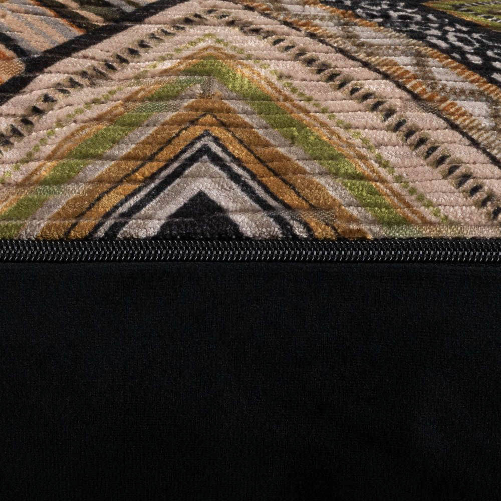 Amara Cushion Green Black Zipper Detail