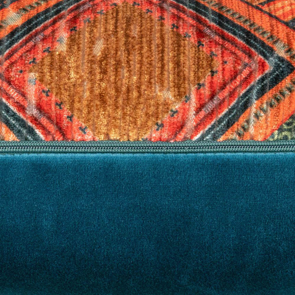 Amara Cushion Teal Orange Zipper Detail