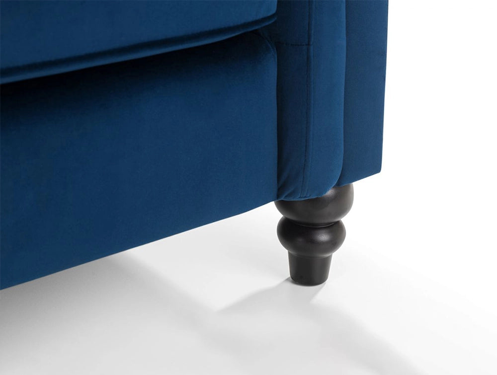 Andre Tufted Chair Blue Velvet with its Black Leg Detail