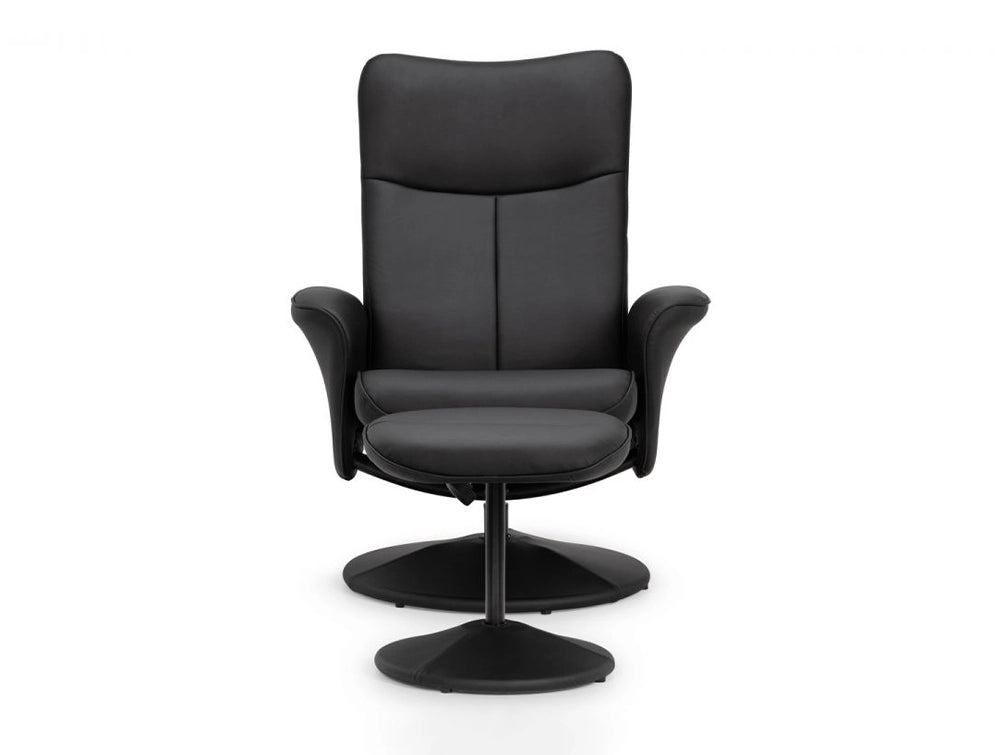 Angelo Reclining Chair with Foot Stool Black 2