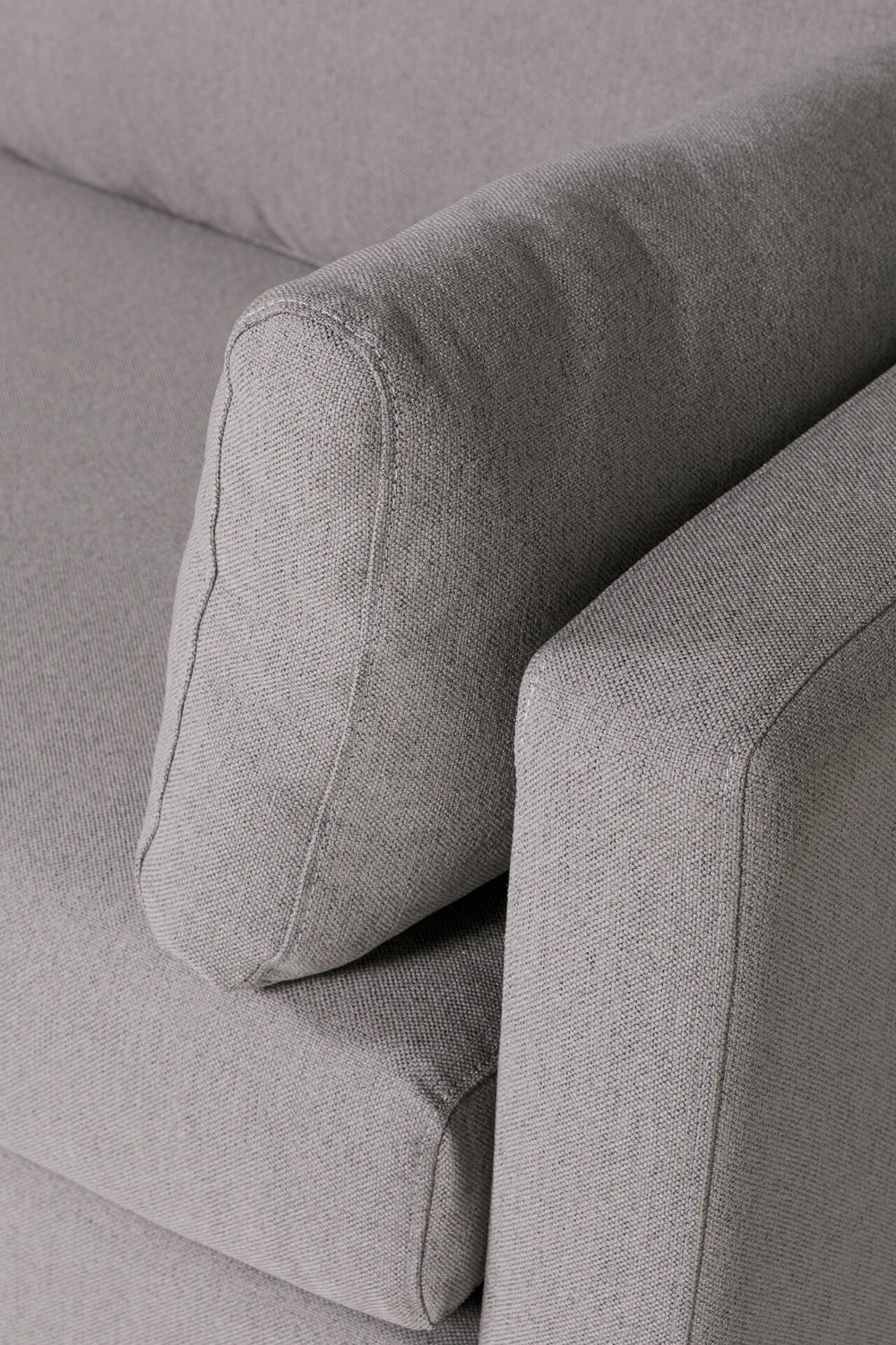 Apollo Sofa Greige Cushion and Armrest Detail