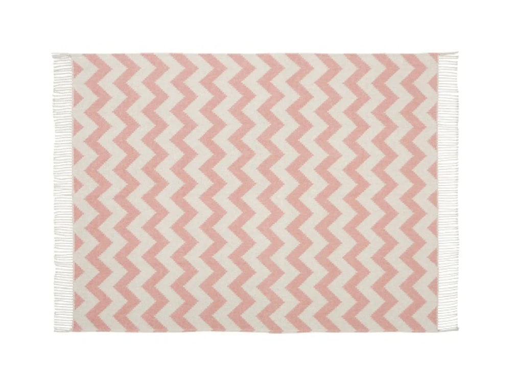 Aria Upholstered Fringed Throw Blush/Grey