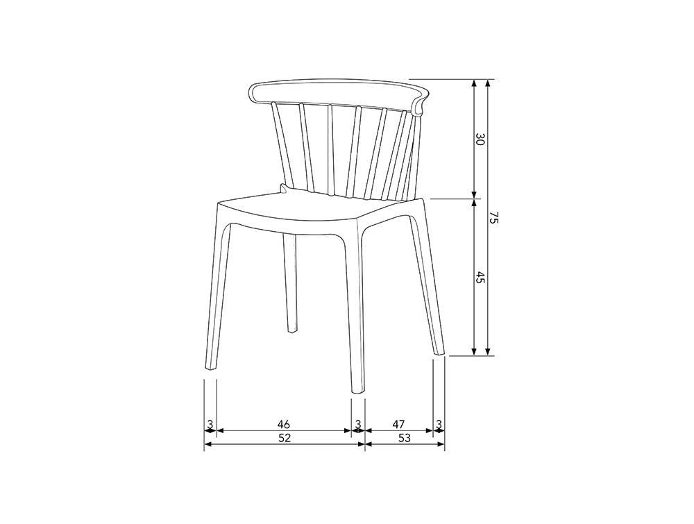Ash Polypropylene Chair Dimensions