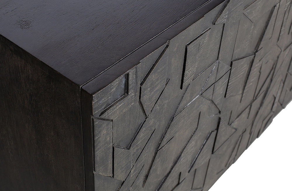 Atlantic Sideboard with Metal Legs Black Top Corner Detail