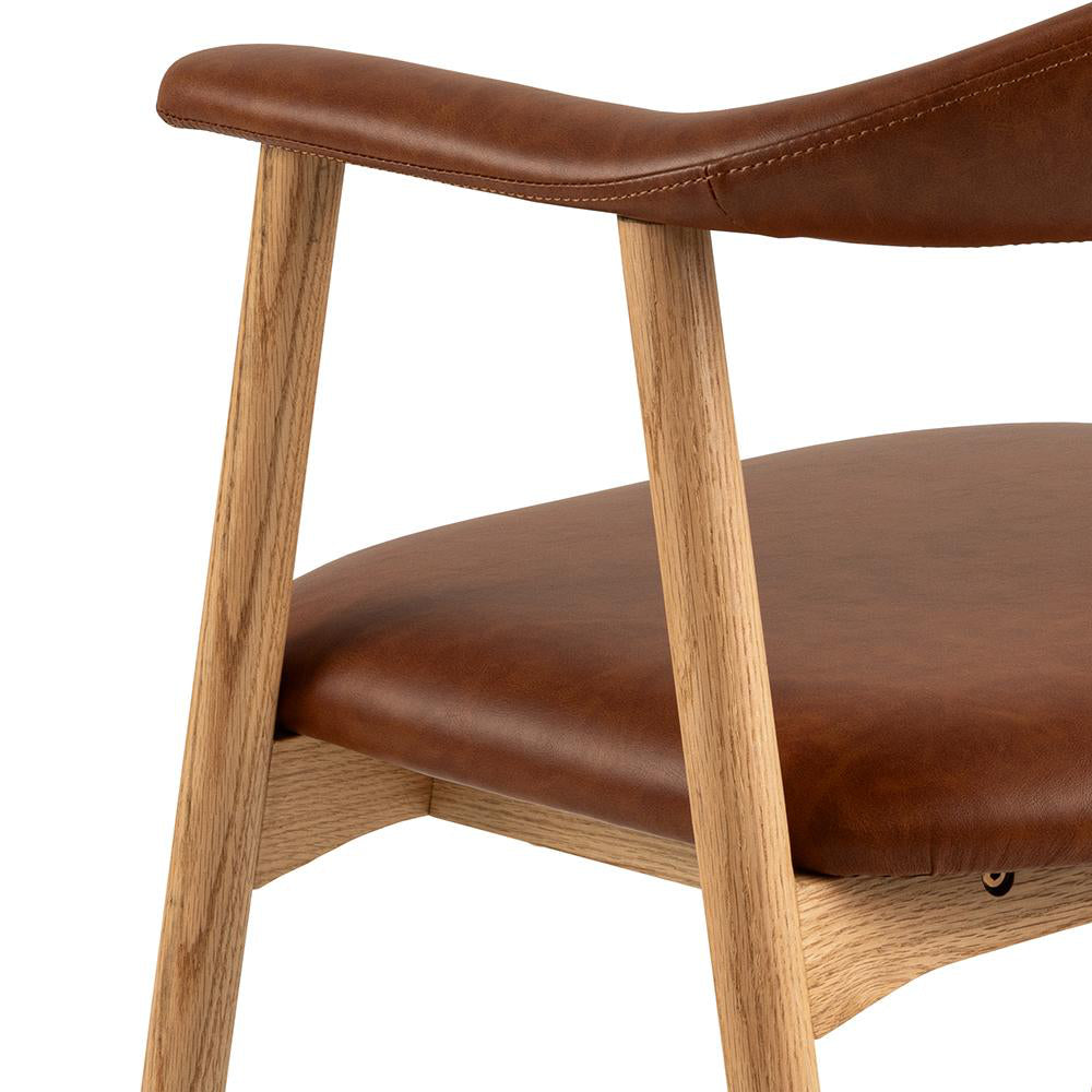 Austin Dining Chair Oak Brandy Armrest Detail