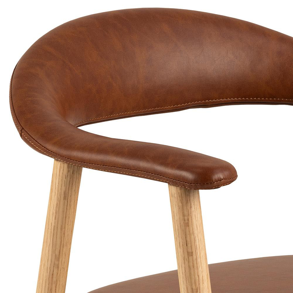 Austin Dining Chair Oak Brandy Backrest and Armrest Detail