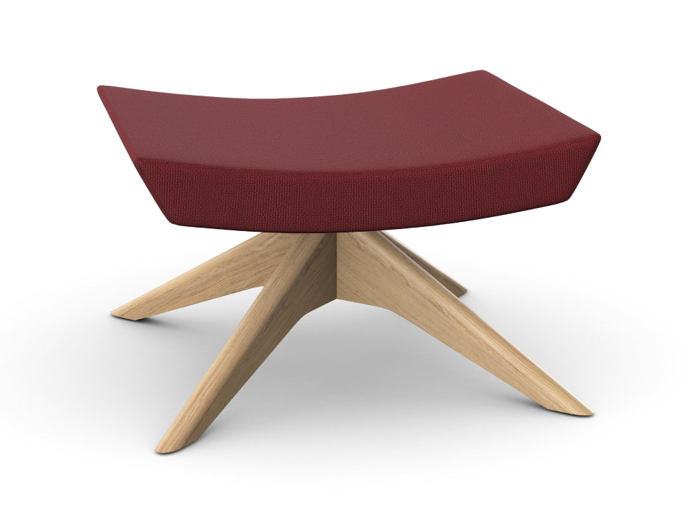 Ava Upholstered Footstool with 4 Star Pyramidal Wooden Base 2