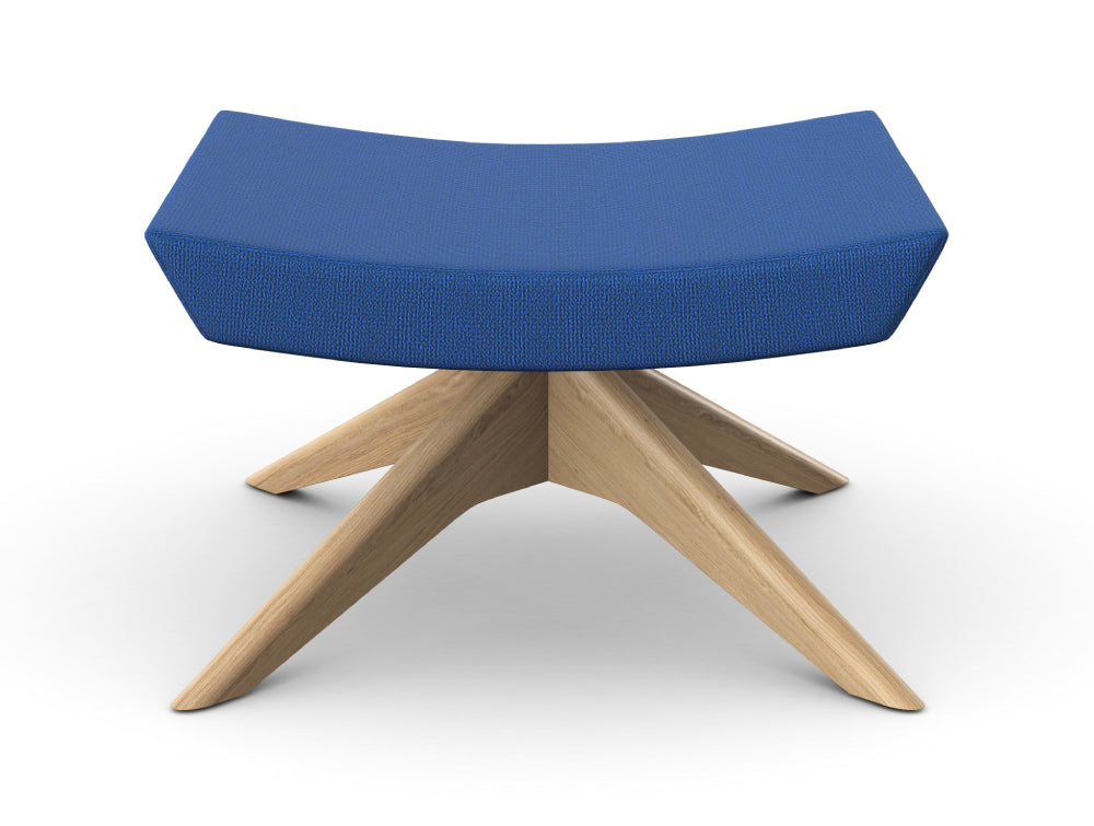 Ava Upholstered Footstool with 4 Star Pyramidal Wooden Base