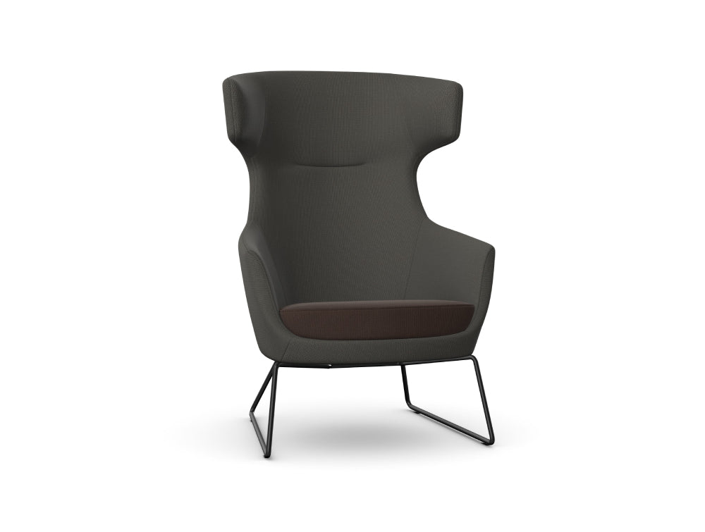 Ava Upholstered Lounge Chair with Skid Metal Base 2