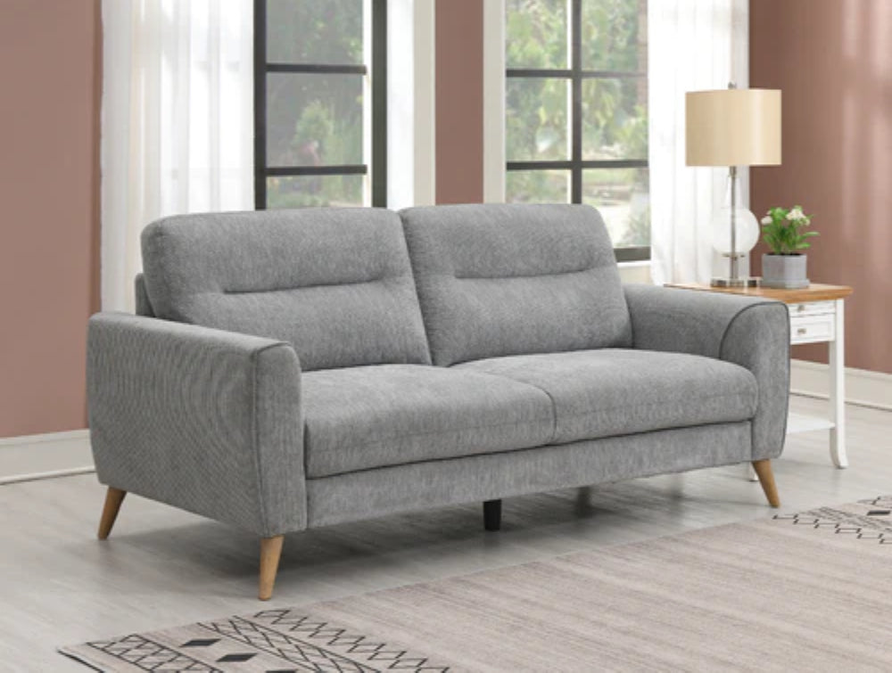 Avery 3 Seater Sofa Grey with Floor Rug and Lampshade in Living Room Setting