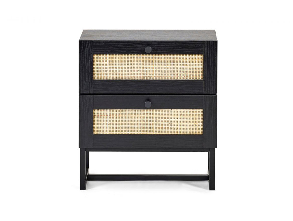 Bari 2 Drawer Bedside Table Black