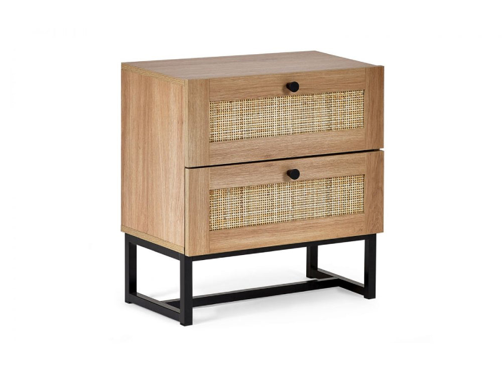 Bari 2 Drawer Bedside Table Oak