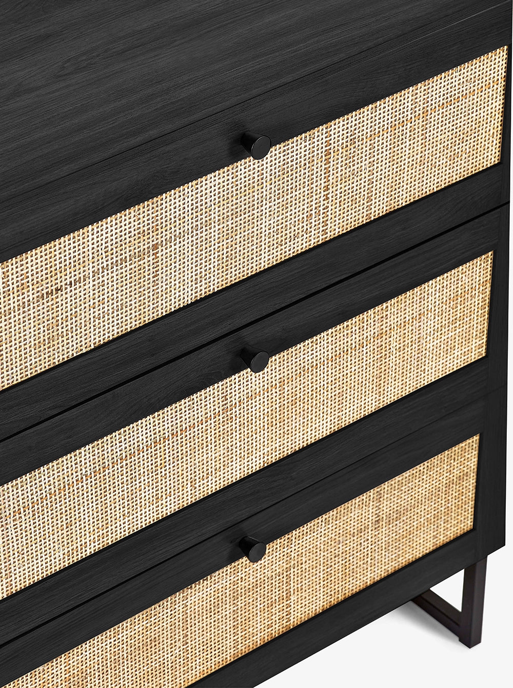 Bari 3 Drawer Chest Black Drawer Detail